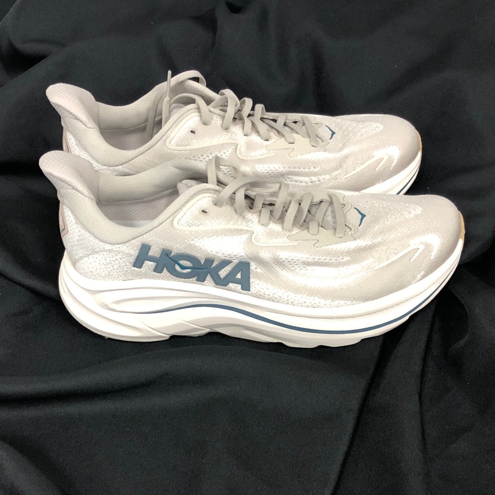 Mens Hoka Clifton 10 Lightweight Running Shoes — Light Gray & Blue sz10.52E - Picture 3 of 7